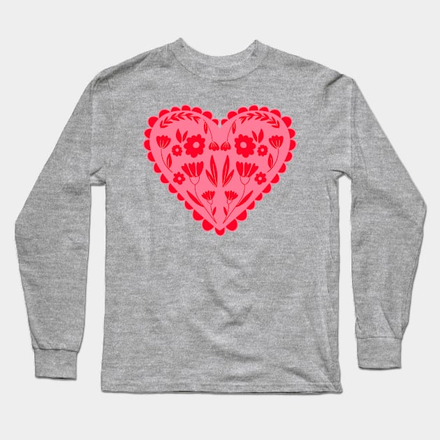 Floral lace heart Long Sleeve T-Shirt by Moon Ink Design